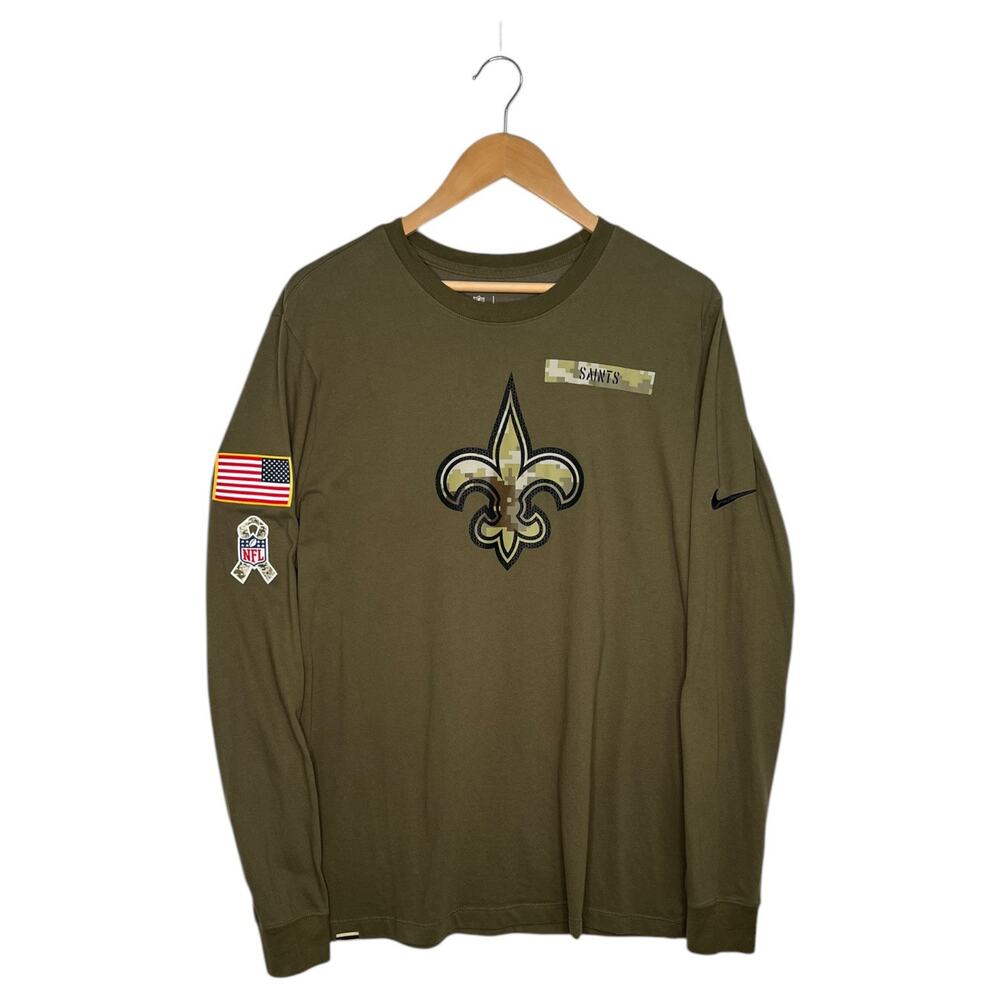 New Orleans Saints Mens Large Green Camouflage NFL Salute To Service Nike Tee